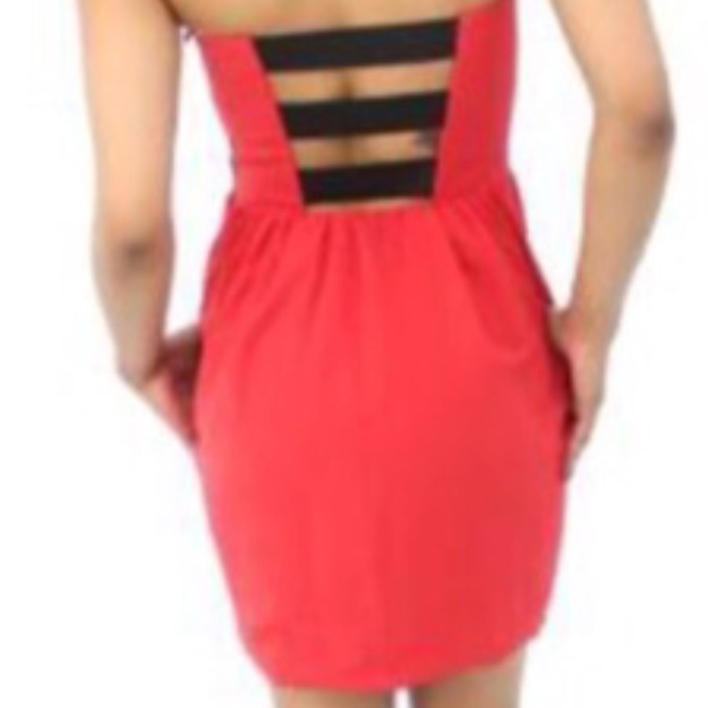 🔥Rachel Roy red strapless open back dress